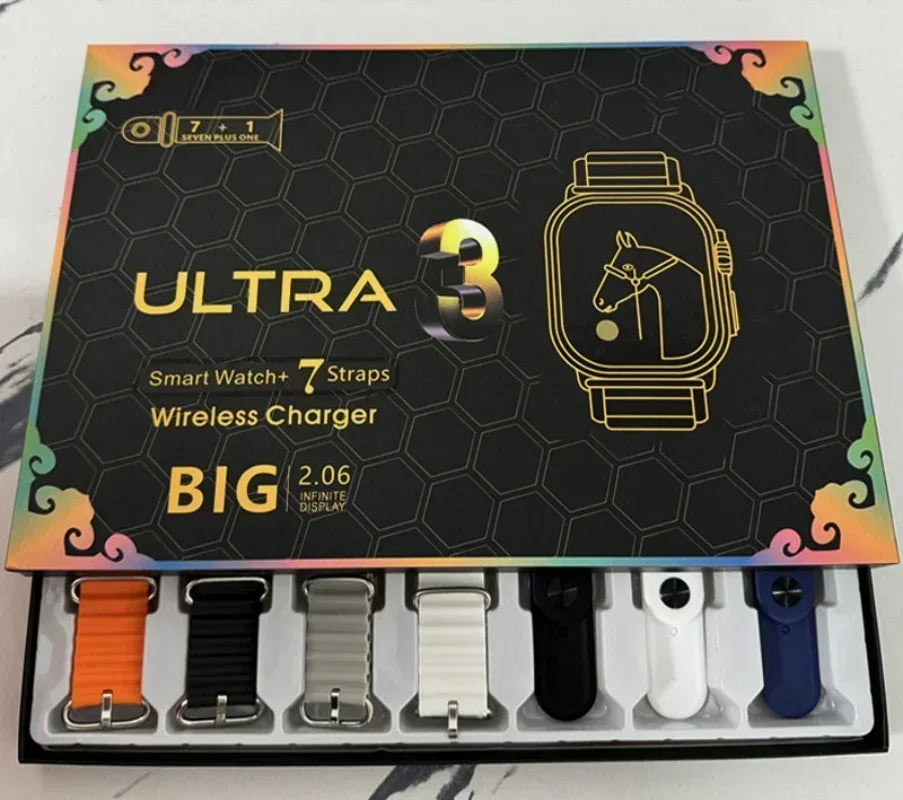 New Watch10 Ultra 3 Smartwatch 7 Watch Straps 22 HD AMOLED Circular Screen ECG Monitoring Reloj Int 6