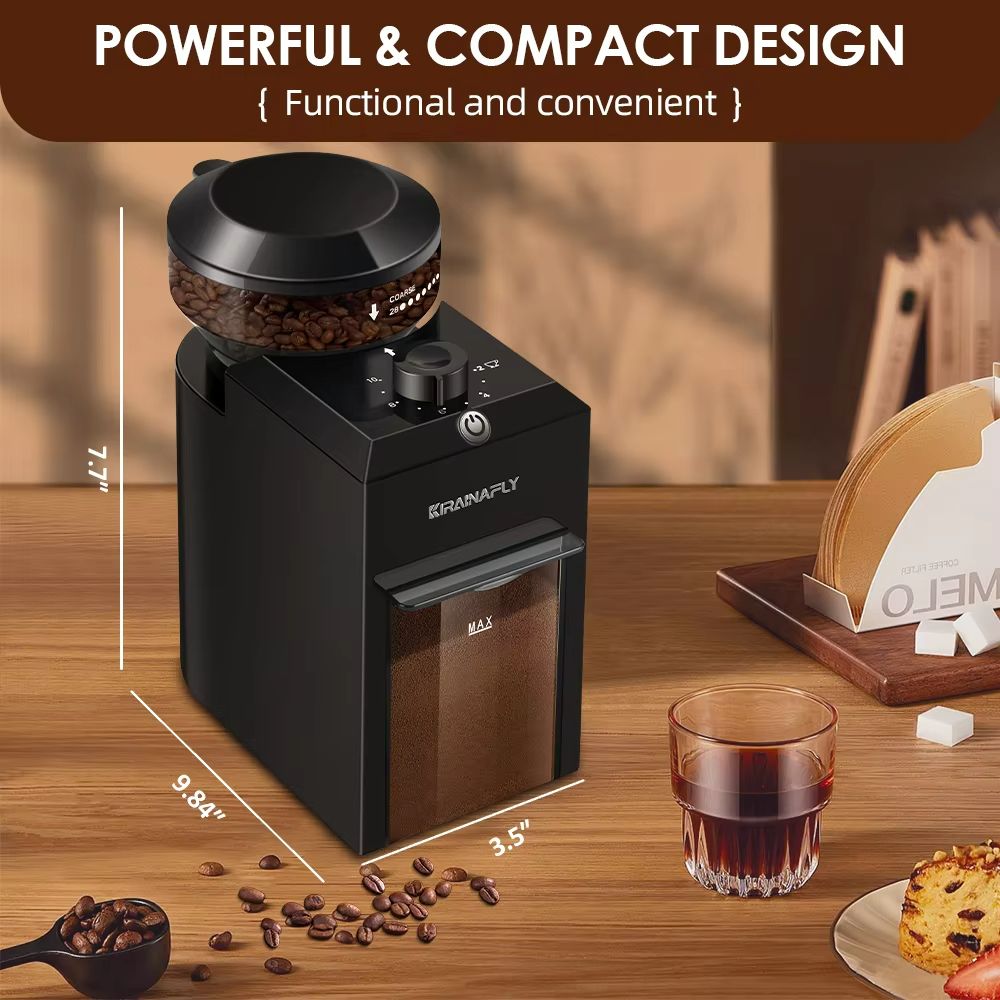 BrewMaster Automatic Burr Coffee Grinder  Electric Bean Grinder With 28 Adjustable Settings For Esp 5