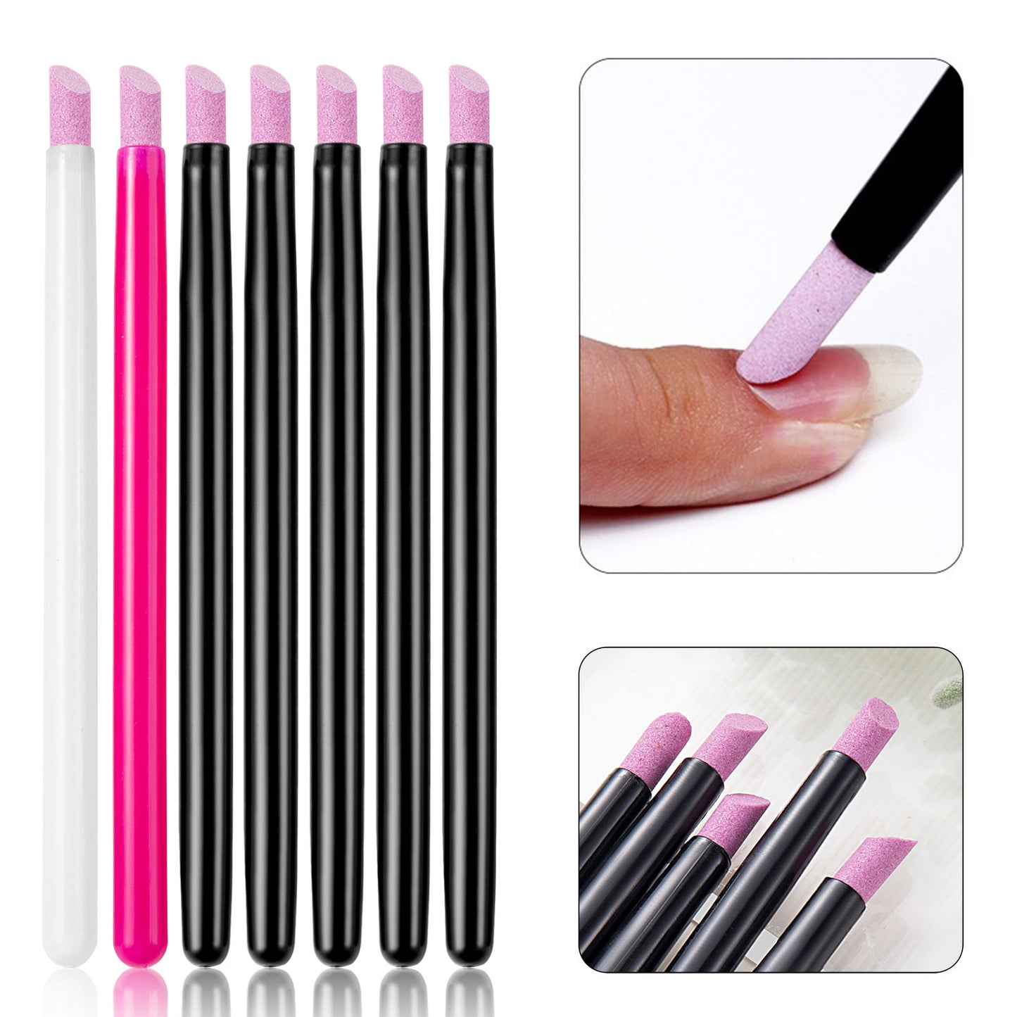 Quartz Nail Cuticle Pushers, Manicure Stick Nail Files, Grinding Pen Dead Skin Remover for Natural Nail Care Tools