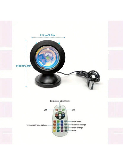 Ultimate Customized Sunset Lamp with Free Earbuds & Remote, 16 Colors for Bedroom Ambiance