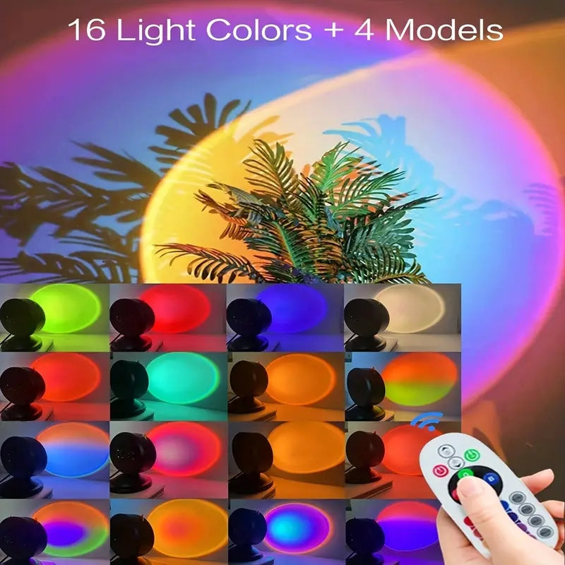 Ultimate Customized Sunset Lamp with Free Earbuds & Remote, 16 Colors for Bedroom Ambiance