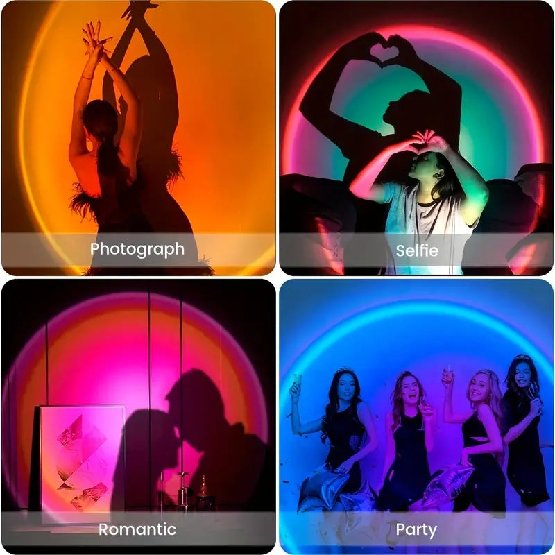 Ultimate Customized Sunset Lamp with Free Earbuds & Remote, 16 Colors for Bedroom Ambiance