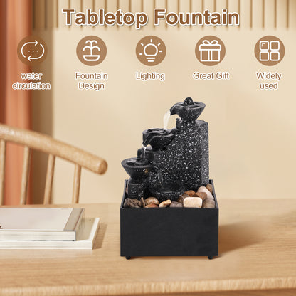 Desktop Fountain With Soft Lights Flowing Water Tabletop Waterfall For Home Decor Relaxation Medita 3
