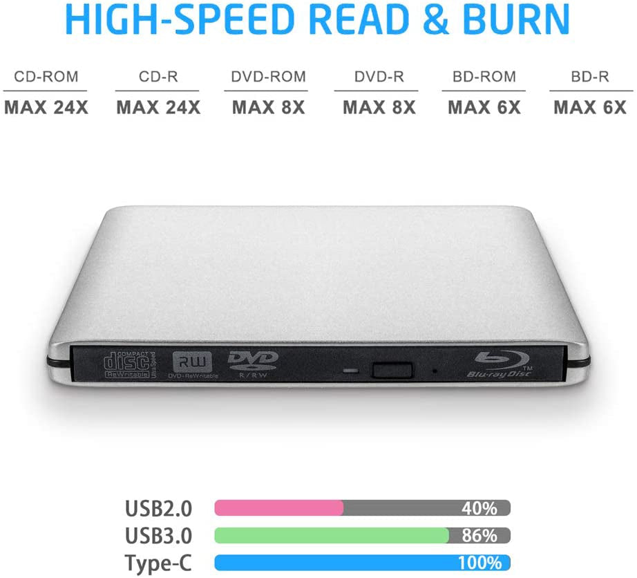 External USB 30 BluRay Burner Drive BDRE Writer 3D BDROM DVDCD Optical Drive For PC Laptop Desktop 5
