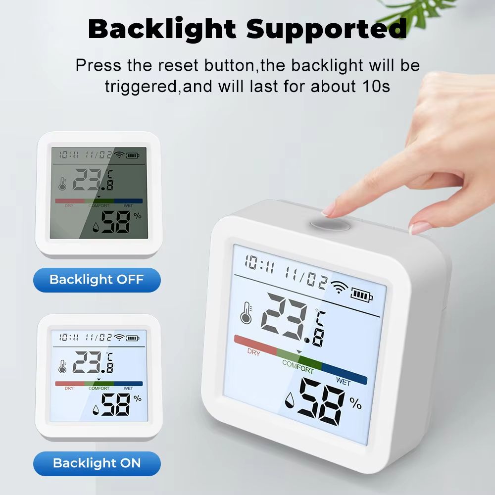 Tuya Smart WiFi  Zigbee Temperature And Humidity Sensor With Backlight Display And Voice Control 2