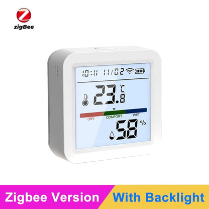 Tuya Smart WiFi  Zigbee Temperature And Humidity Sensor With Backlight Display And Voice Control 8