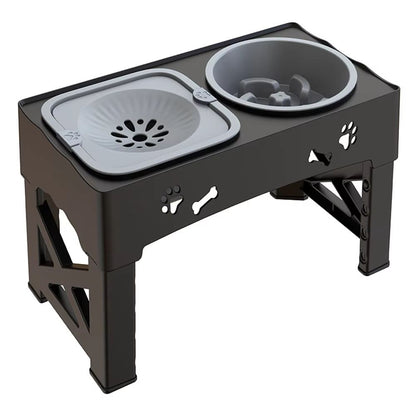3-in-1 Adjustable Pet Feeder with Double Bowls, Slow Feeder Design, and Foldable Stand