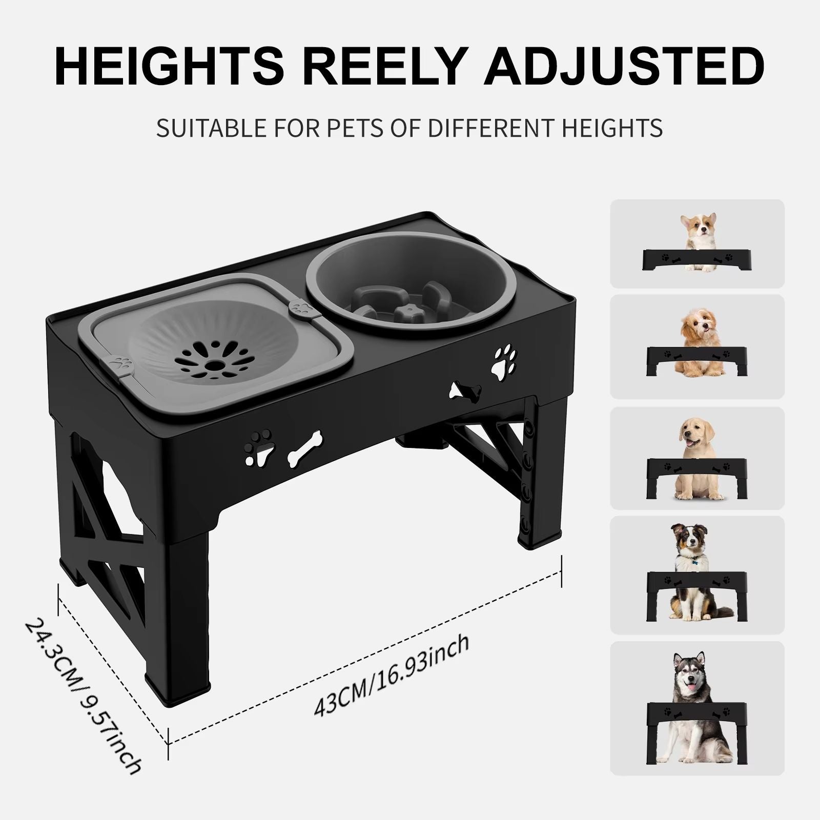 3in1 Adjustable Pet Feeder With Double Bowls Slow Feeder Design And Foldable Stand 1