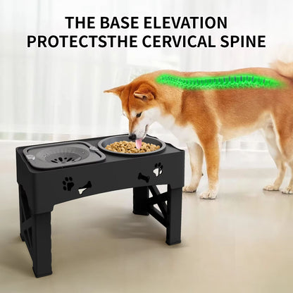 3in1 Adjustable Pet Feeder With Double Bowls Slow Feeder Design And Foldable Stand 2