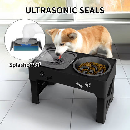 3in1 Adjustable Pet Feeder With Double Bowls Slow Feeder Design And Foldable Stand 4