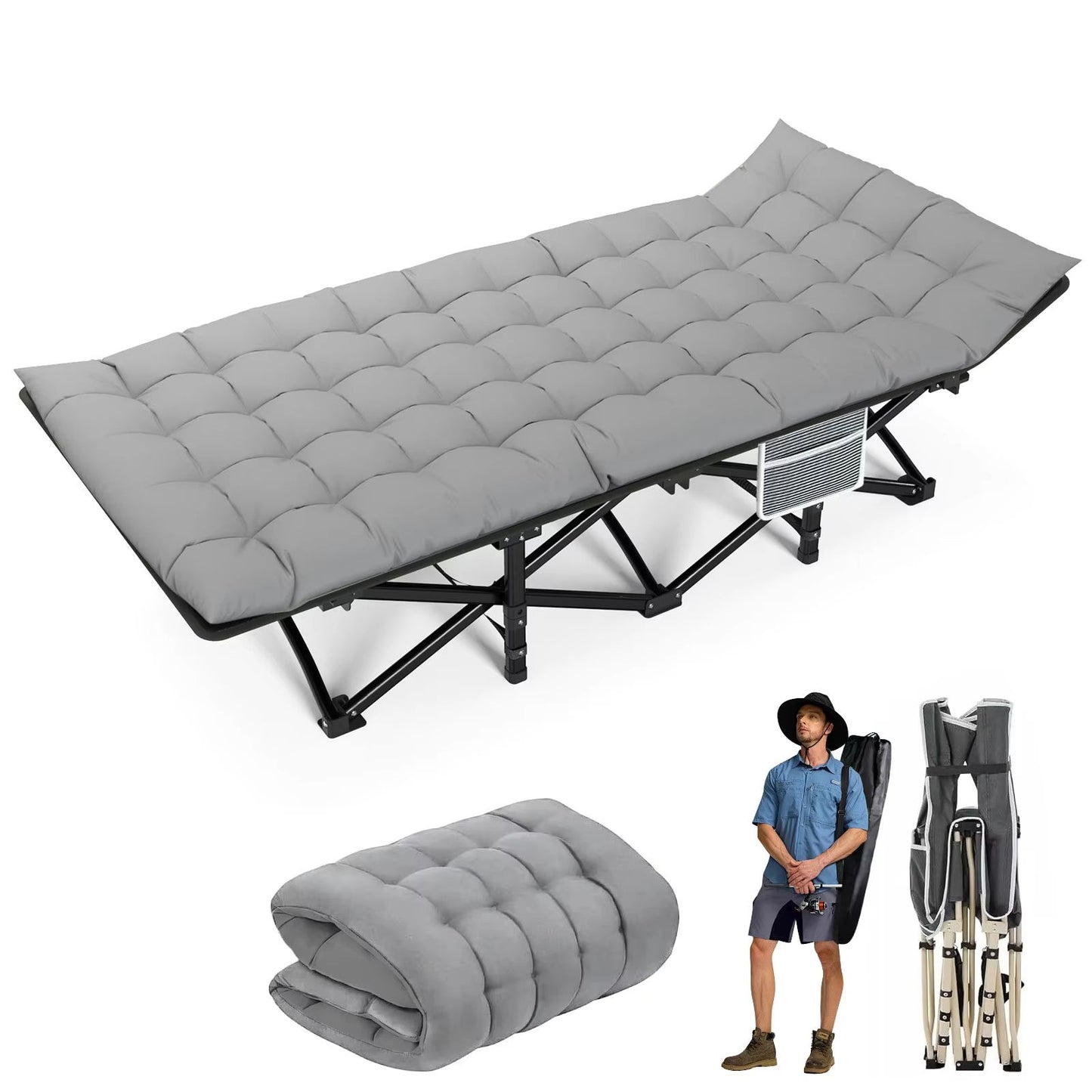 Folding Camping Cot  Portable Heavy Duty Outdoor Bed For Adults Home Beach And RV Use 200kg Weight  6