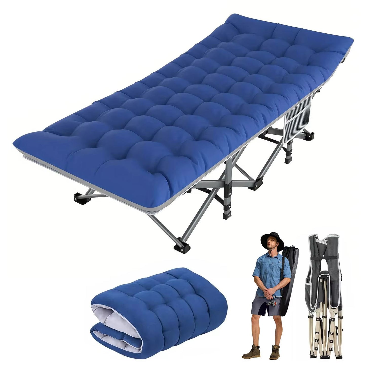 Folding Camping Cot  Portable Heavy Duty Outdoor Bed For Adults Home Beach And RV Use 200kg Weight  7