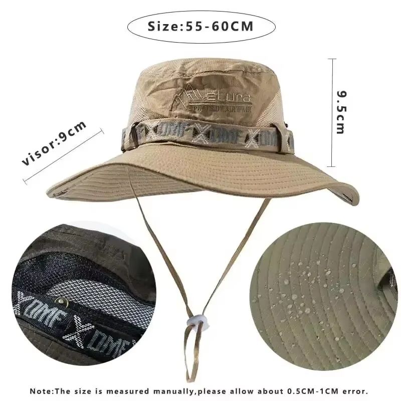 Mens Summer Bucket Hat  Wide Brim UV Protection Outdoor Safari  Hiking Cap 3