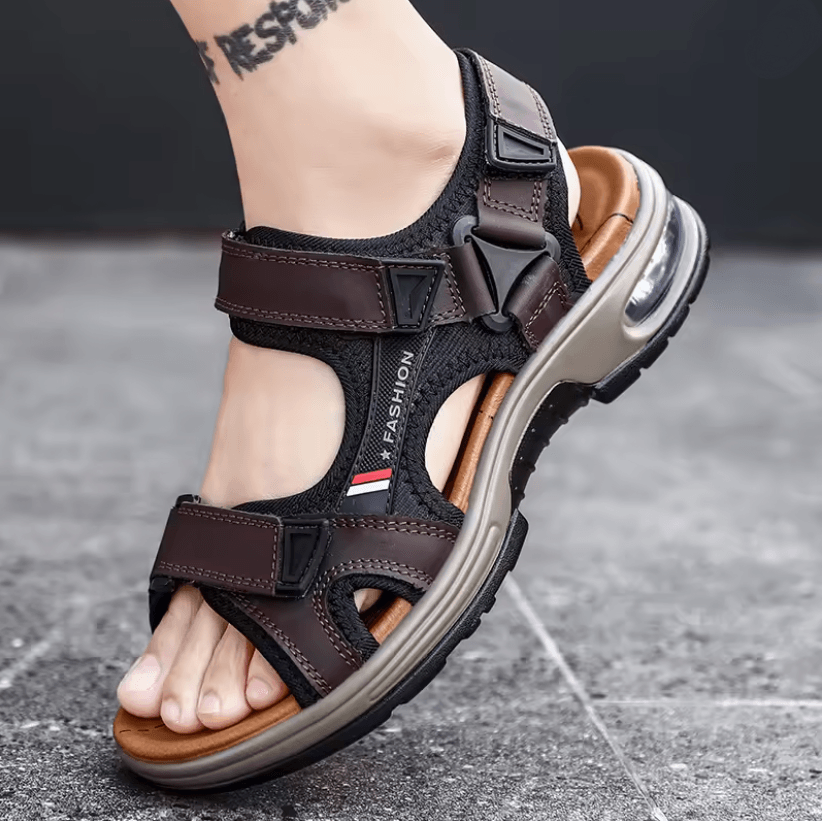 Mens Leather Sandals Comfortable Summer Roman Beach Shoes
