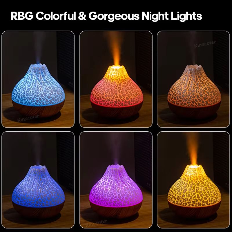 300 Ml Volcano Air Humidifier  USB Ultrasonic Cool Mist Diffuser With 7Color Night Light 3