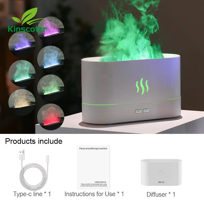 Kinscoter Flame Aroma Diffuser  Ultrasonic Cool Mist Humidifier With Essential Oil Function And LED 9