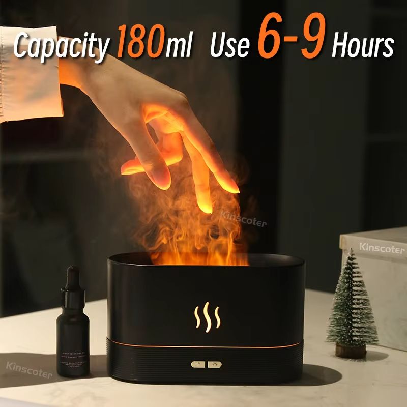 Kinscoter Flame Aroma Diffuser  Ultrasonic Cool Mist Humidifier With Essential Oil Function And LED 2