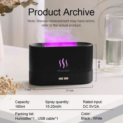 Kinscoter Flame Aroma Diffuser  Ultrasonic Cool Mist Humidifier With Essential Oil Function And LED 4