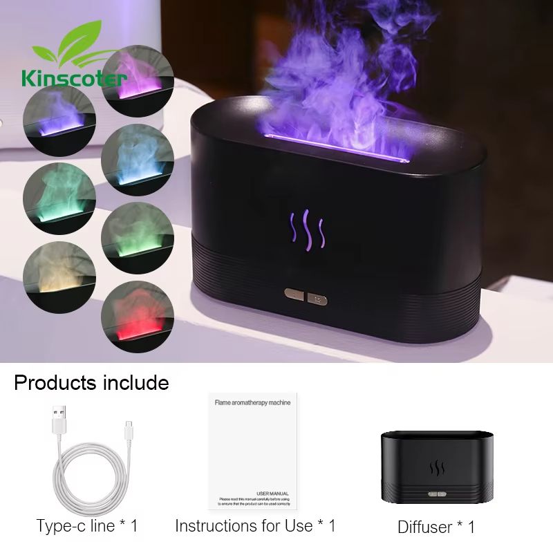 Kinscoter Flame Aroma Diffuser  Ultrasonic Cool Mist Humidifier With Essential Oil Function And LED 6
