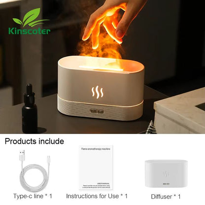 Kinscoter Flame Aroma Diffuser  Ultrasonic Cool Mist Humidifier With Essential Oil Function And LED 7
