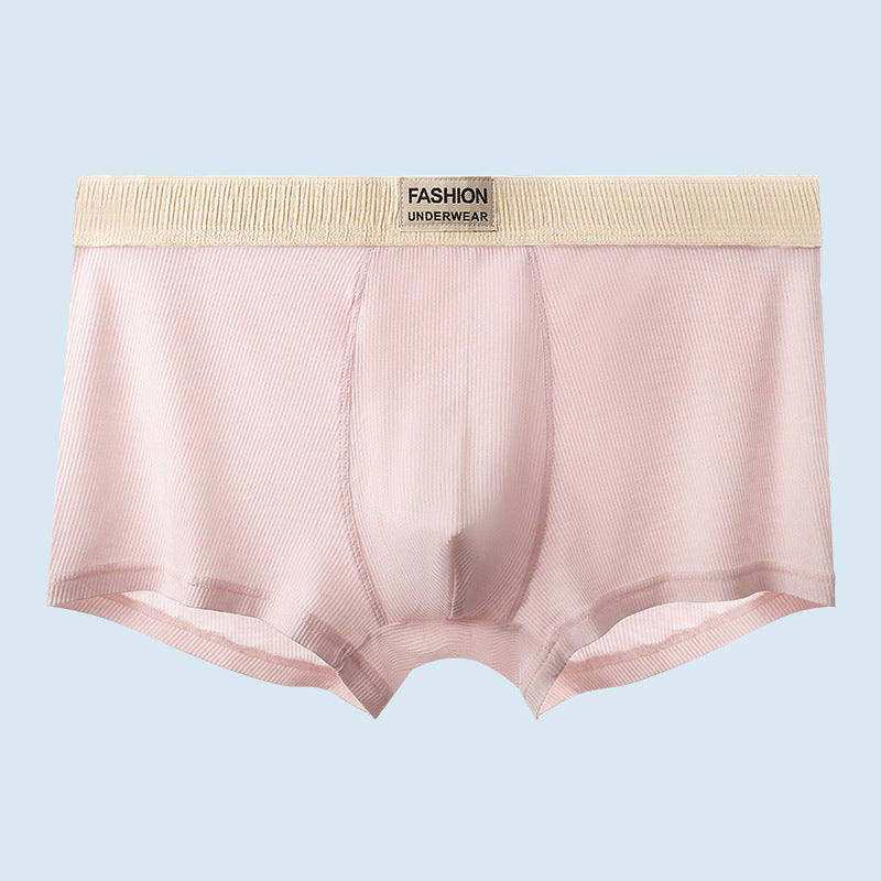 Men Breathable Boxer Shorts Underwear, Youth Elastic Panty, Thin Letters Printing Belt Underpants for Men