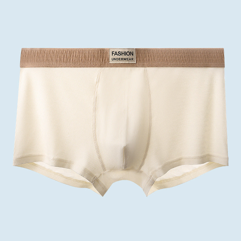 Men Breathable Boxer Shorts Underwear, Youth Elastic Panty, Thin Letters Printing Belt Underpants for Men