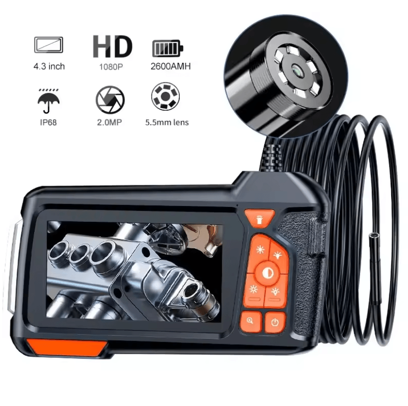 Endoscope Camera with 43 Inch Screen Waterproof HD Borescope with LED Lights