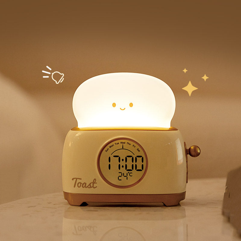 Kid Alarm Clock, LED Night Light Digital, Cute Bedside Clock Children's Sleep Trainer, Temperature Display Bedroom