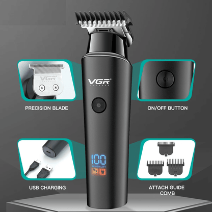 VGR Hair Trimmer Professional Cordless Rechargeable Electric Hair Clipper With LED Display  Precisi 3