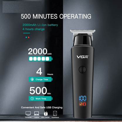 VGR Hair Trimmer Professional Cordless Rechargeable Electric Hair Clipper With LED Display  Precisi 2