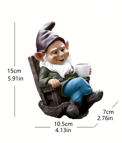 Garden Gnome Resin Ornament With Rocking Chair Outdoor Decoration 3