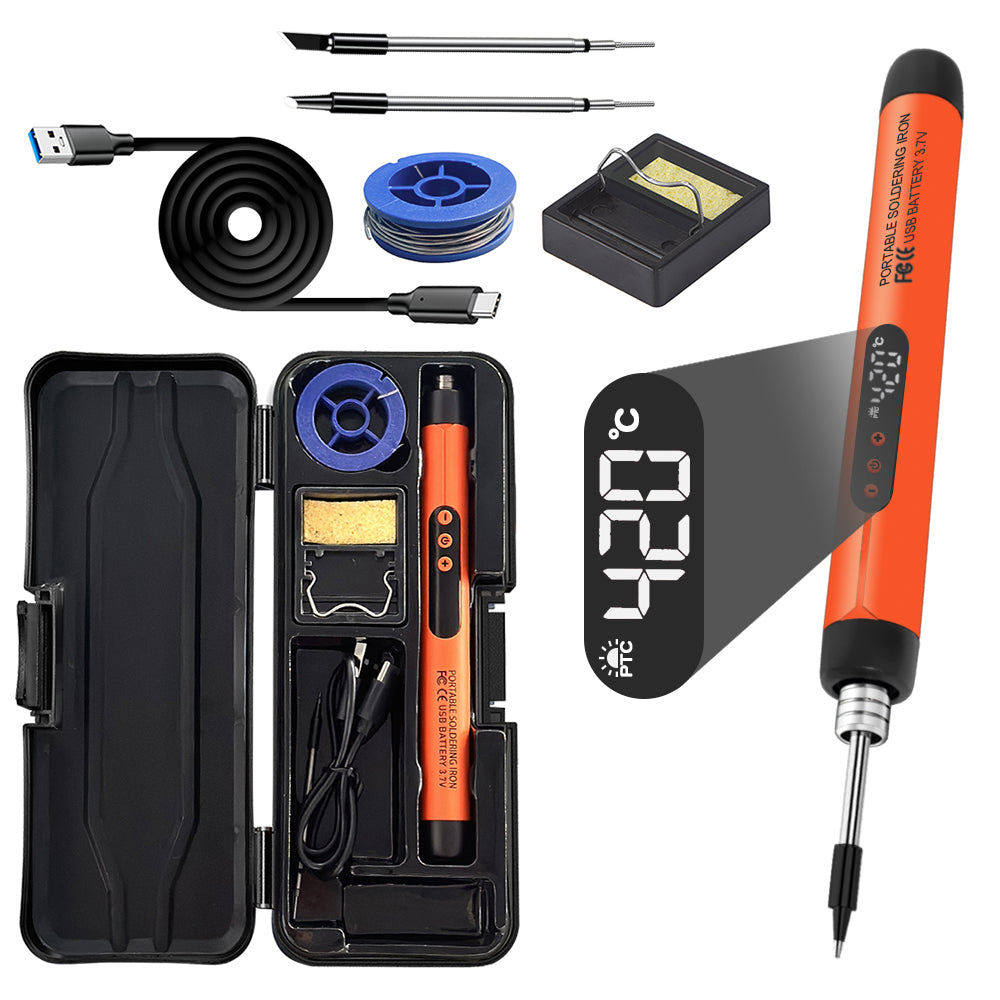 Portable USB Soldering Iron Kit Mini Adjustable Temperature Iron With TypeC Interface 800mAh Batter 9