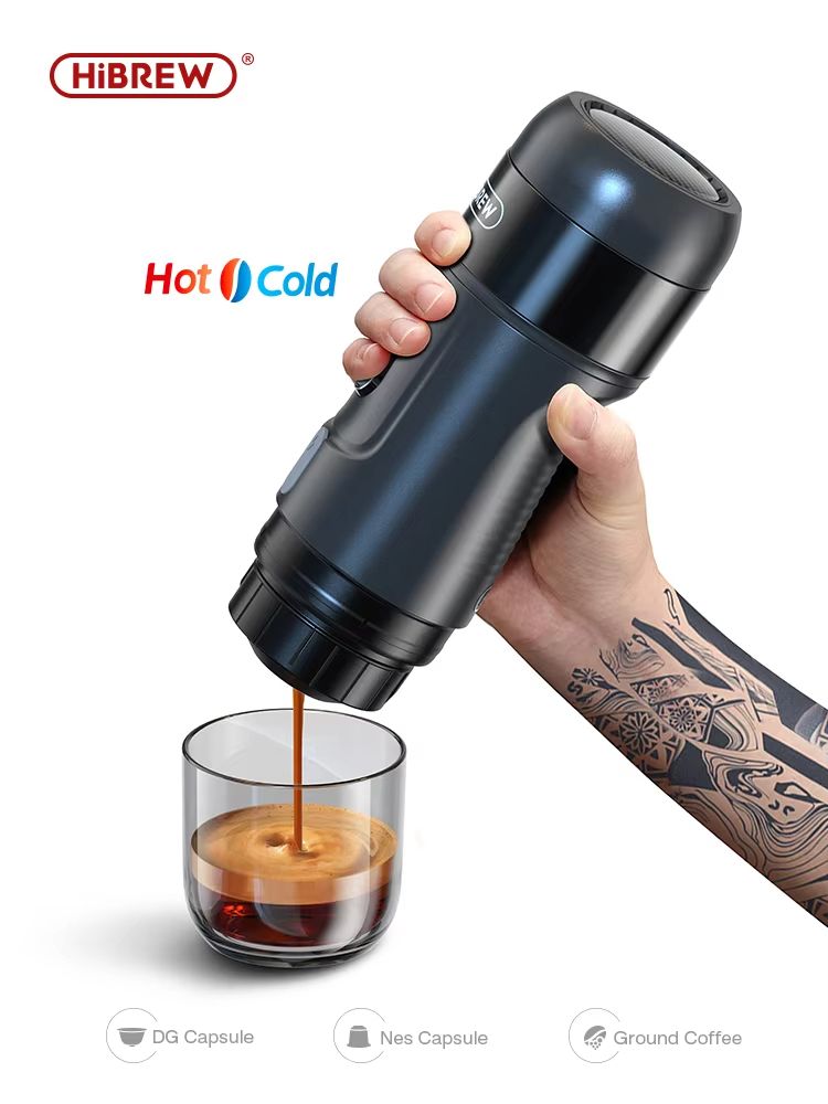 HiBREW Portable Espresso Coffee Maker  12V Car And Home Machine For Capsules  Ground Coffee 1