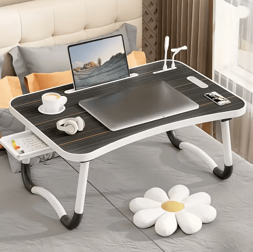 Portable Laptop Desk Foldable Bed Table With USB Light And Fan 4