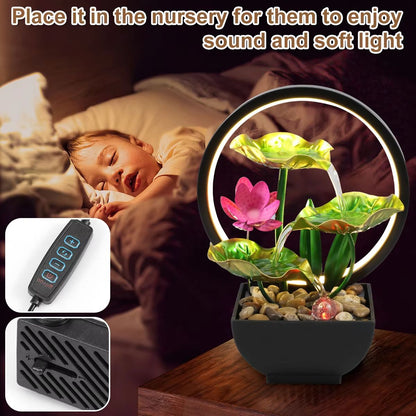 Tabletop Water Fountain With LED Lights  USB Powered Indoor Relaxation Waterfall Decor 1