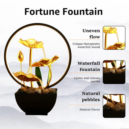 Tabletop Water Fountain With LED Lights  USB Powered Indoor Relaxation Waterfall Decor 4