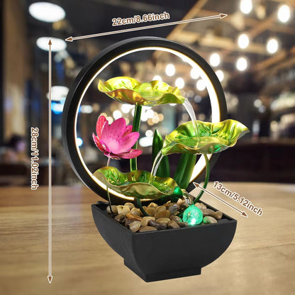 Tabletop Water Fountain With LED Lights  USB Powered Indoor Relaxation Waterfall Decor 6