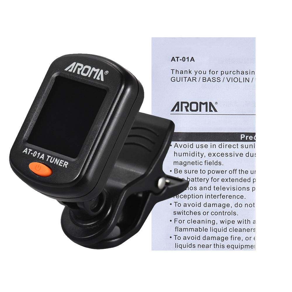 AT01A Guitar Tuner 360 Rotatable ClipOn Tuner With LCD Display For Chromatic Acoustic Electric Bass 3