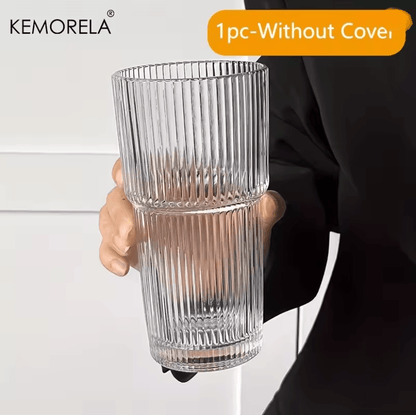 Glass Coffee Cup with Lid and Straw 600ml Transparent Iced Drinkware