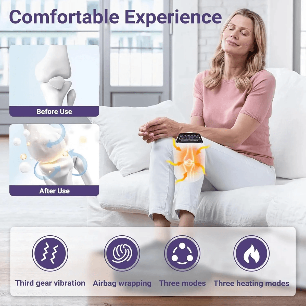 Electric Knee Massager With Infrared Heat Air Pressure And Vibration Therapy 3