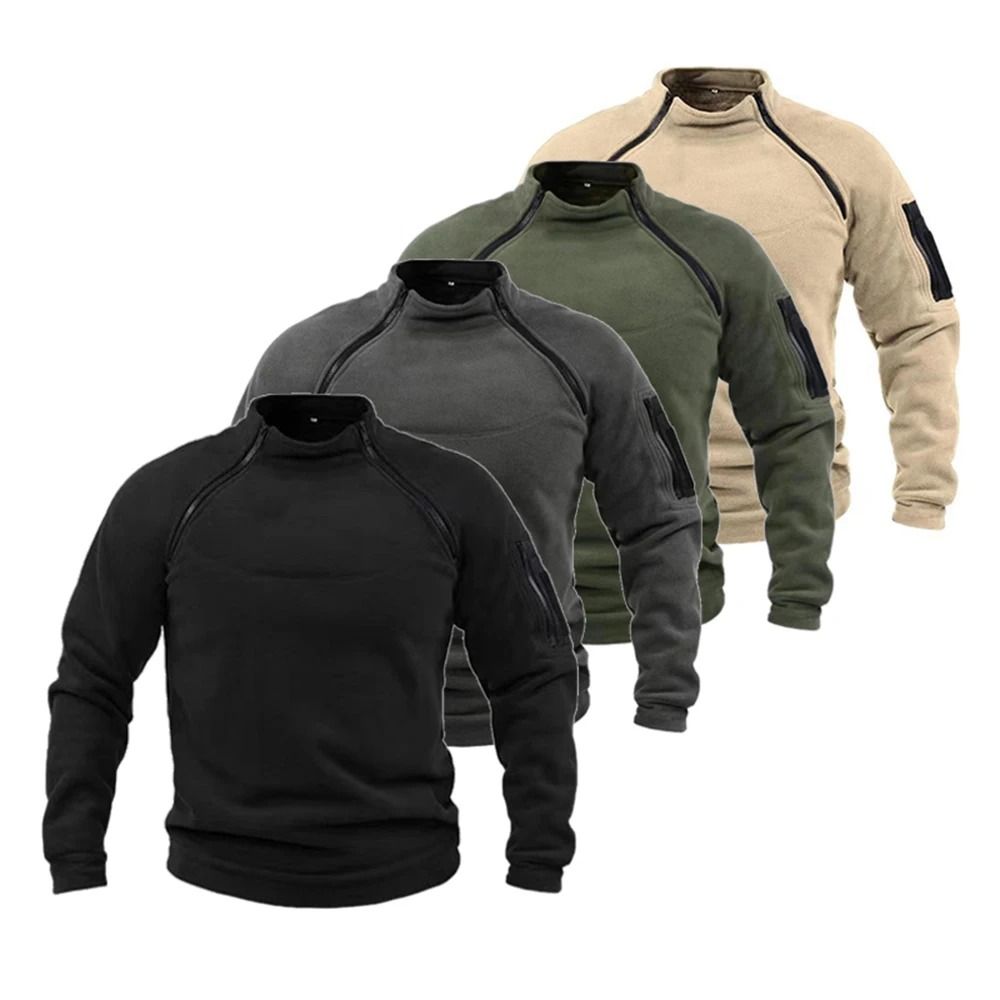 Men Tactical Outdoor Fleece Jacket with Thermal Lining
