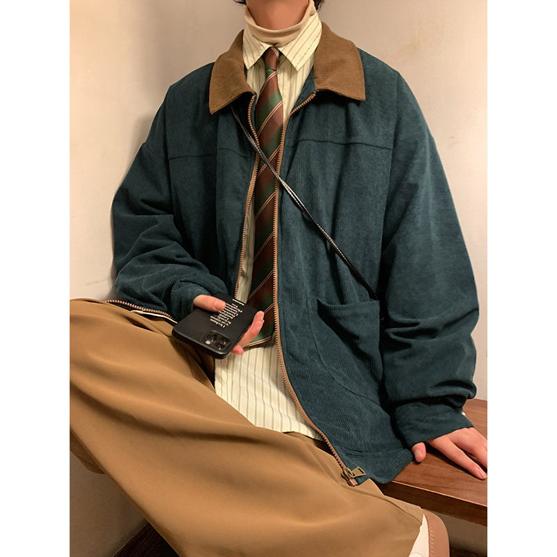 American Style Vintage 2025 Mens Bomber Jacket Autumn Loose Fit Cargo Windbreaker Zipper Coat 1