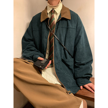 American Style Vintage 2025 Mens Bomber Jacket Autumn Loose Fit Cargo Windbreaker Zipper Coat 1