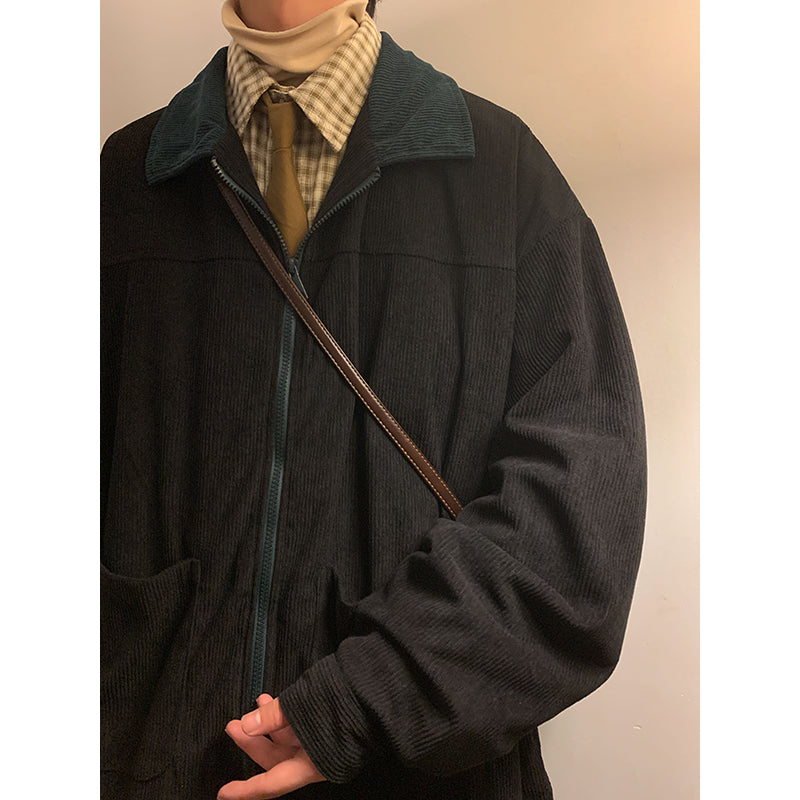 American Style Vintage 2025 Mens Bomber Jacket Autumn Loose Fit Cargo Windbreaker Zipper Coat 2
