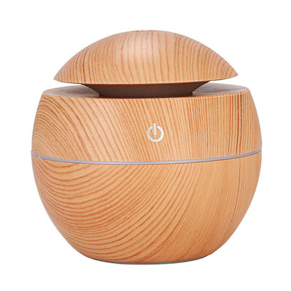 Wood Grain Humidifier & Aroma Diffuser, 500ml Ultrasonic Cool Mist Maker with Essential Oil Tray for Bedroom