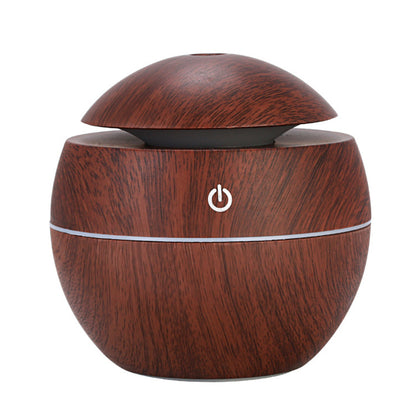 Wood Grain Humidifier & Aroma Diffuser, 500ml Ultrasonic Cool Mist Maker with Essential Oil Tray for Bedroom