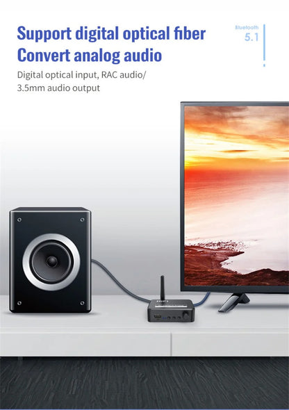 Analog Audio DAC Converter Adapter Digital SPDIF Optical Toslink To 35mm AUXRCA With Bluetooth 50 R 1