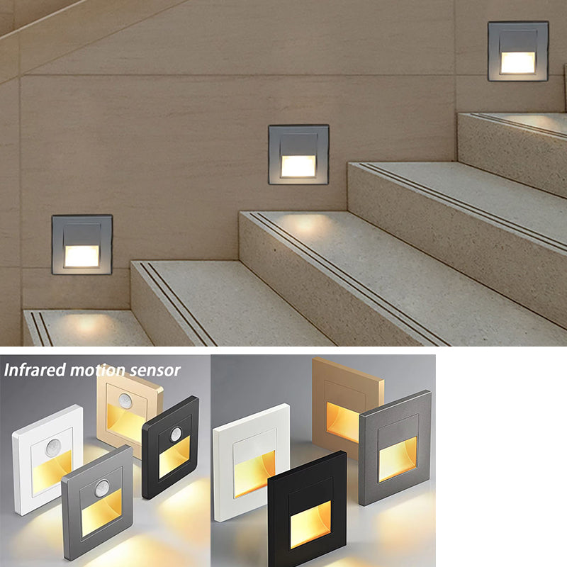 Motion Sensor Night Light AC 110V240V LED Recessed Staircase  Bedroom Wall Lamp With Auto OnOff Det 1