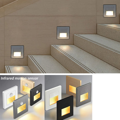 Motion Sensor Night Light AC 110V240V LED Recessed Staircase  Bedroom Wall Lamp With Auto OnOff Det 1