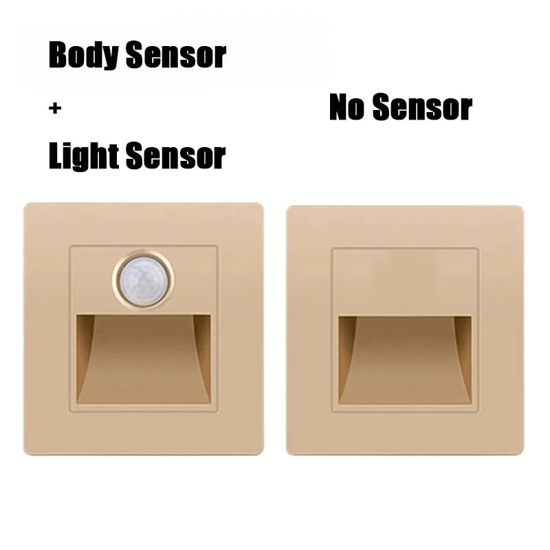 Motion Sensor Night Light AC 110V240V LED Recessed Staircase  Bedroom Wall Lamp With Auto OnOff Det 3